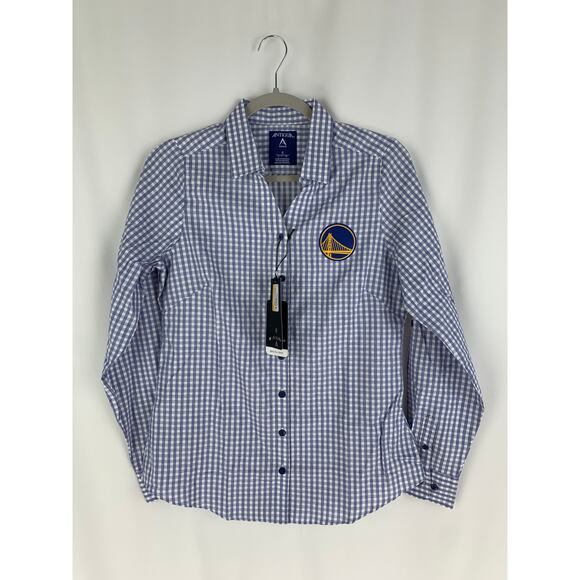 Antigua Golden State Warriors Womens Small Button-Up Long Sleeve Shirt Blue New - Picture 2 of 9